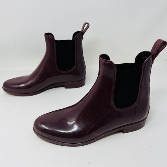 Sam Edelman Rubber Rain Boot Stretch Panel Side Eggplant - 9 - Picture 5 of 9
